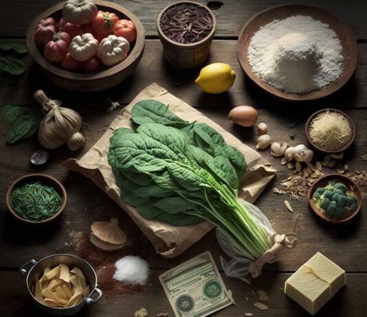 Alimentazione a basso costo: come scegliere i cibi giusti Tavolo di legno con cibo